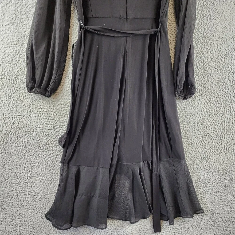 Tommy Hilfiger Jersey Stretch Chiffon Long Sleeve Dress Women's 8 Black Back Zip - Picture 14 of 15
